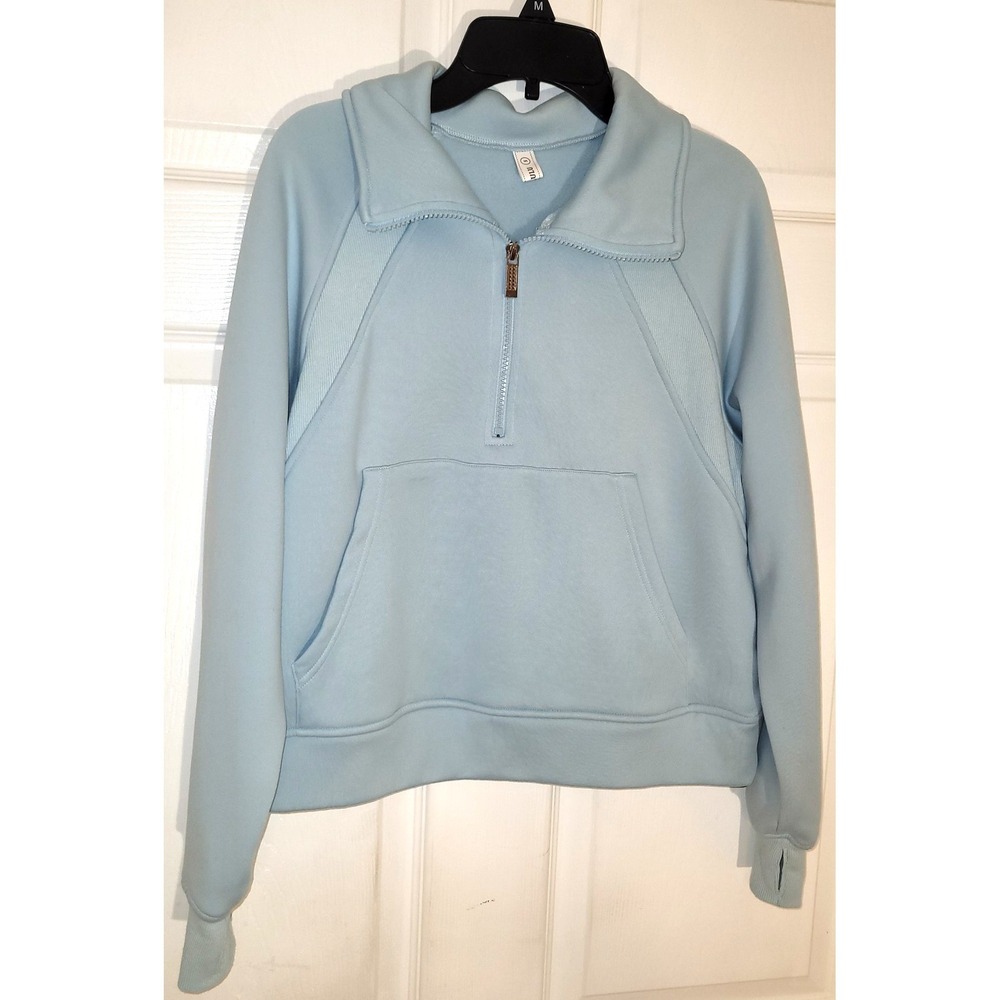 LASLULU Women's  Size S Baby Blue‎ Cropped 1/4 Zip Fleece
